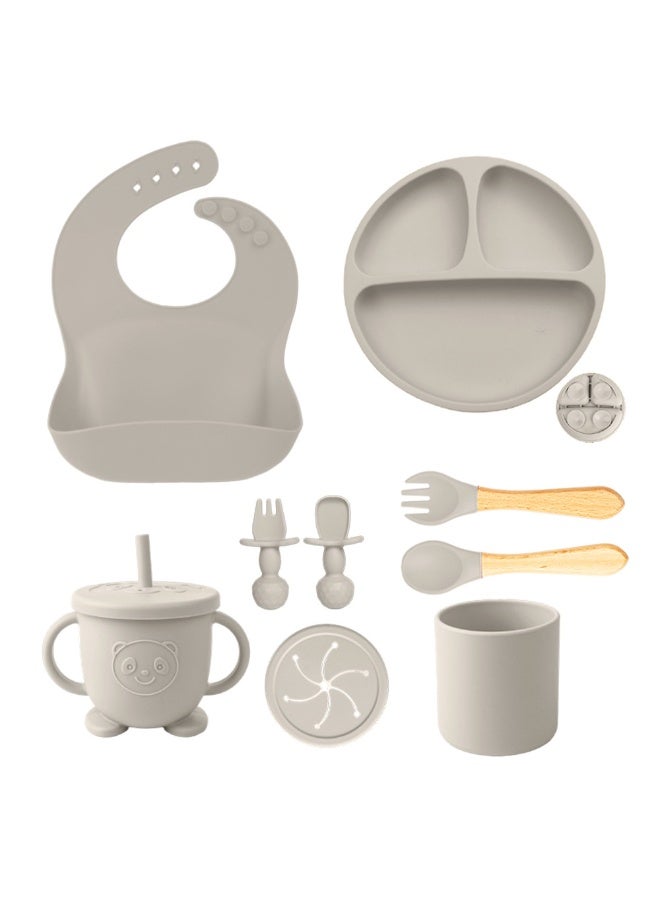 أل أيه بريشوس مجموعة سيليكون لإطعام الأطفال | مستلزمات الفطام الذاتي للأطفال تتضمن أوعية شفط وأطباق مقسمة، ومريلة قابلة للتعديل، وأدوات طعام للأطفال (ملاعق وشوك)، وكوب | أساسيات تغذية الأطفال - Image 1